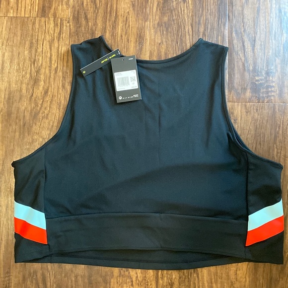 Nike Tops - Nike Women’s Colorblock Stripe Trim Crop Tank Top DH3185-010 Black Dri-Fit